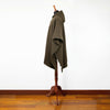 Zampu - Llama Wool Unisex South American Handwoven Thick Hooded Poncho - solid brown - coffee beans pattern