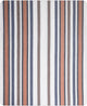 Sopoto baby alpaca wool blanket – vertical striped pattern with alternating orange, blue, and gray lines on a white background, creating a simple, geometric design. The lines vary slightly in width, adding visual interest
