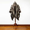 Chinapintza - Llama Wool Unisex South American Handwoven Thick Hooded Poncho - striped - brown