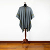 Saquea - Llama Wool Unisex South American Handwoven Thick Serape Poncho - striped - gray