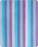 Tinizaray baby alpaca wool blanket – colorful fabric, featuring alternating vertical stripes in shades of blue, purple, and red. The pattern is consistent and evenly spaced, creating a soothing and harmonious appearance
