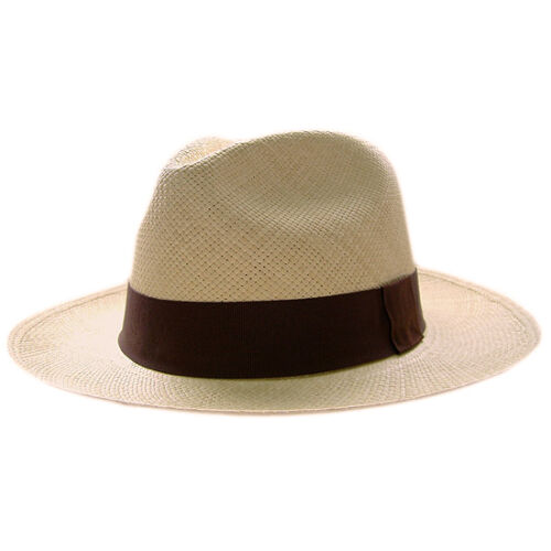Genuine Classic Fedora Panama Hat Handwoven In Ecuador Natural Straw Color