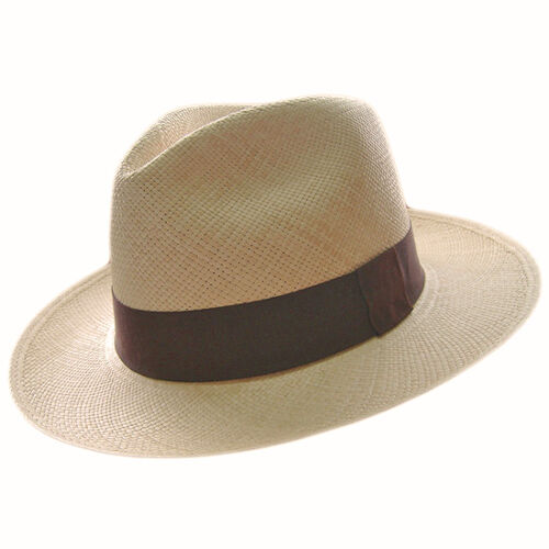 Genuine Classic Fedora Panama Hat Handwoven In Ecuador - Natural Straw Color